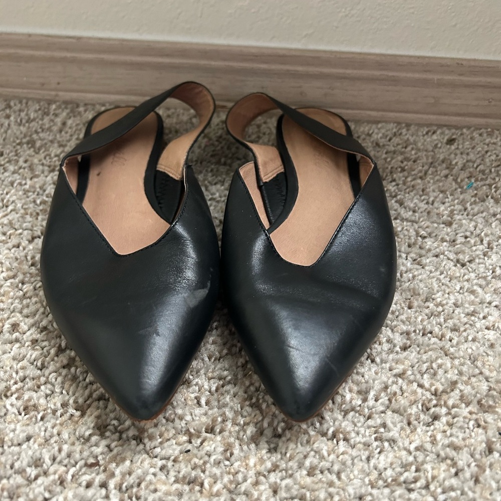 Madewell The Ava Slingback Flat Leather Black Size 7 Women's Business Travel Tan - Picture 7 of 11